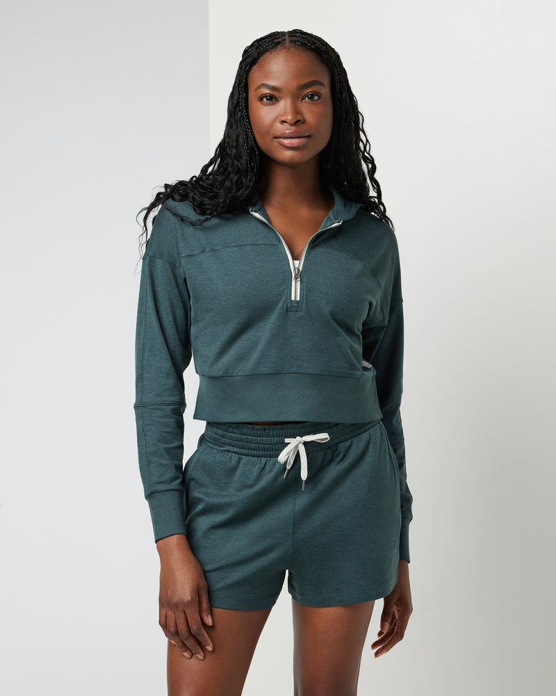 Halo Half Zip Cropped Hoodie | Grove Heather