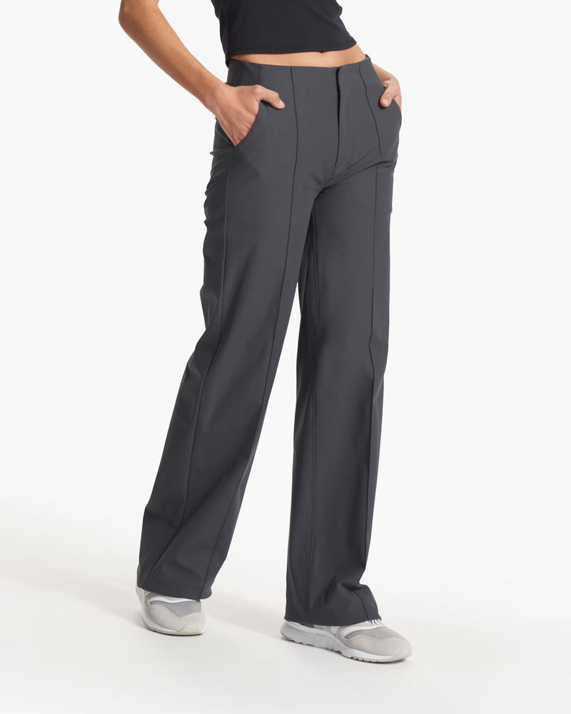 Heather Harlan Work Pant in Navy and White Pinstripe