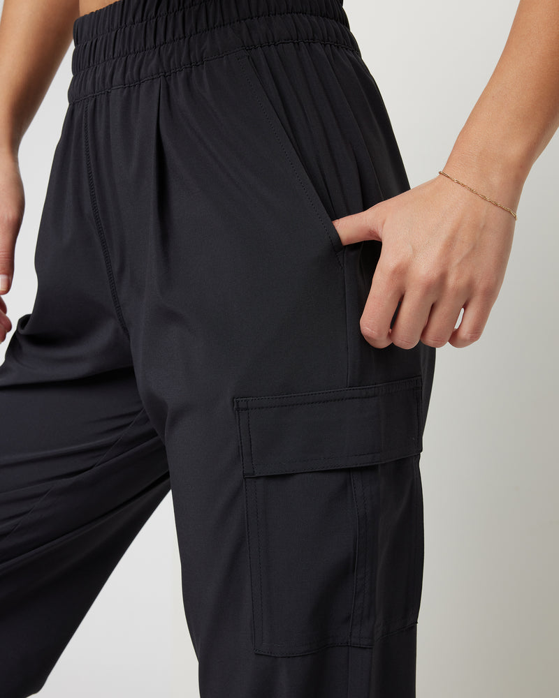 Womens Wholesale Black High Waist Slim Stretch Chain Cargo Pants