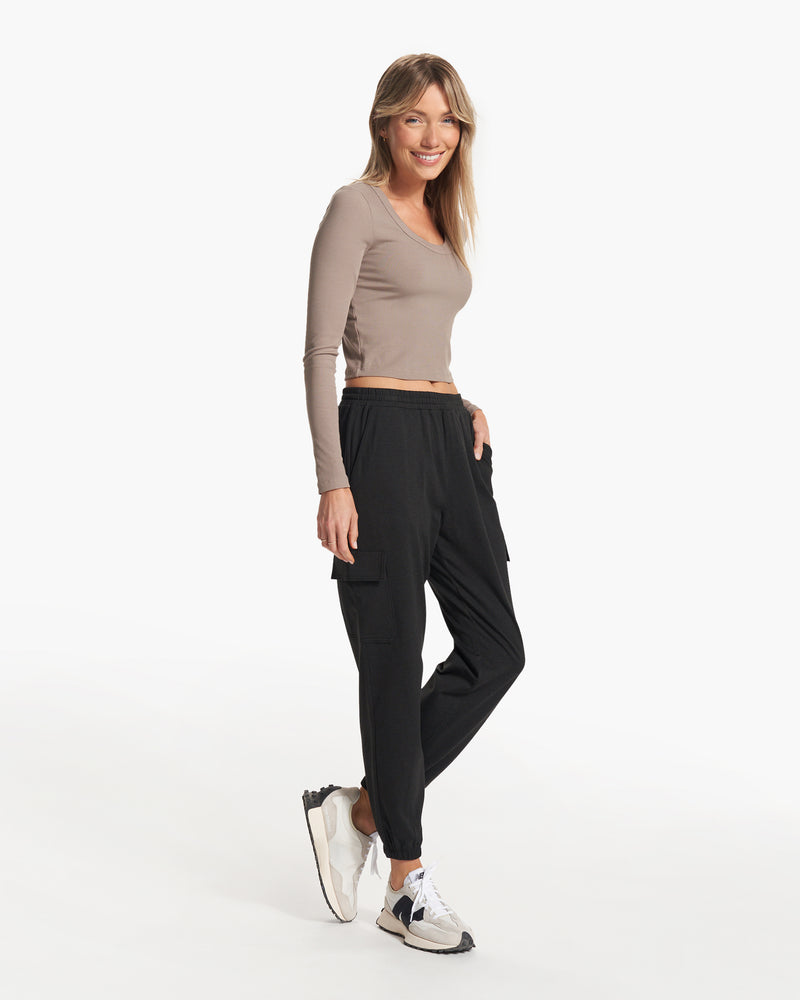 Boyfriend Cargo Jogger, Women's Black Heather Jogger