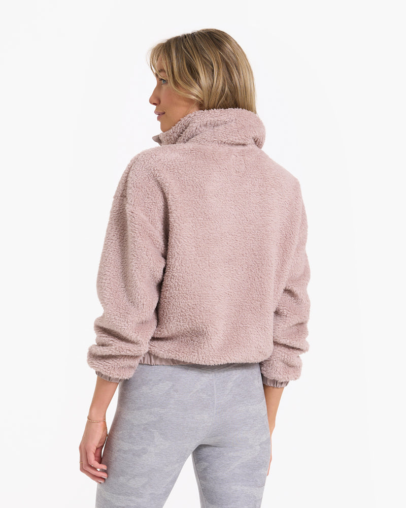 Sandee Rain Boutique - Berber Fleece Cosy Top in White/Pink