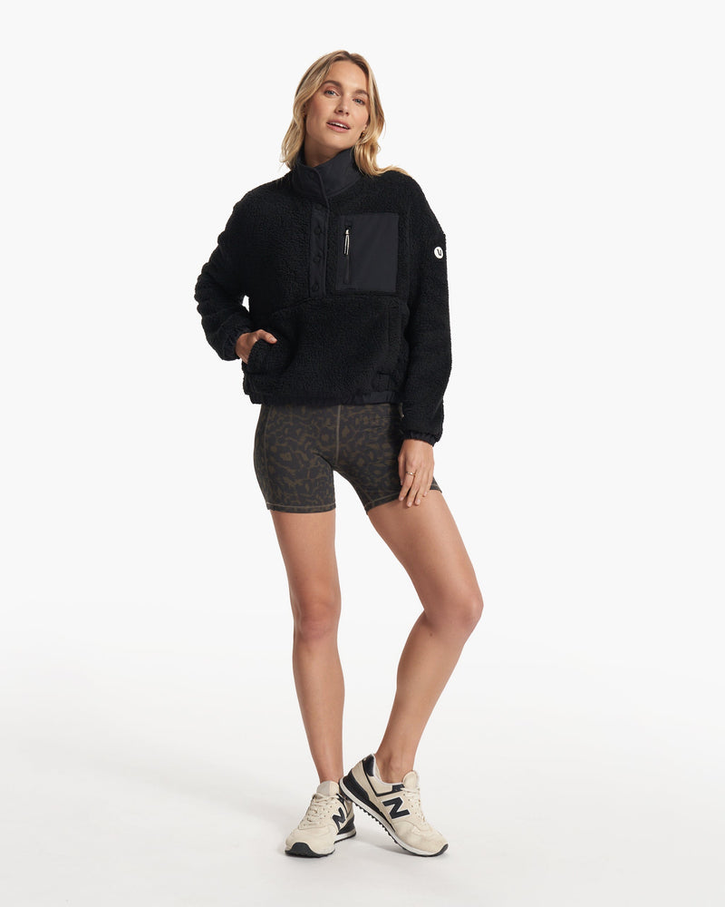 Cozy Sherpa Popover, Women's Black Fleece Pullover