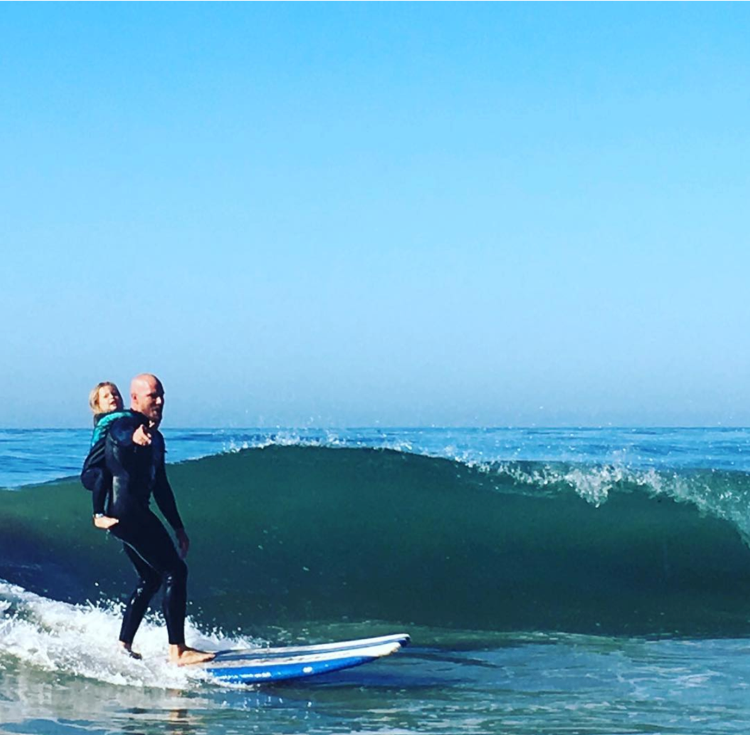 Father daughter surfing