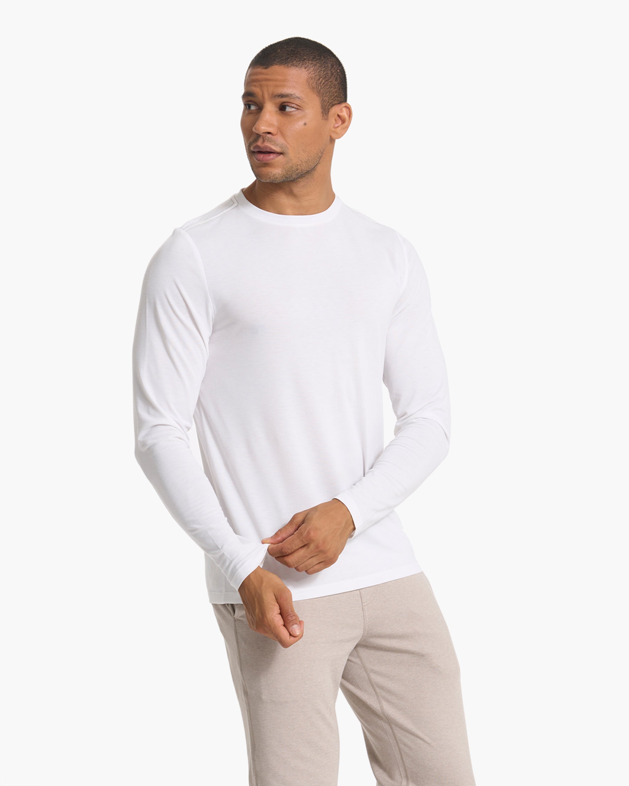 Long-Sleeve Current Tech Tee | White Tech Shirt | Vuori