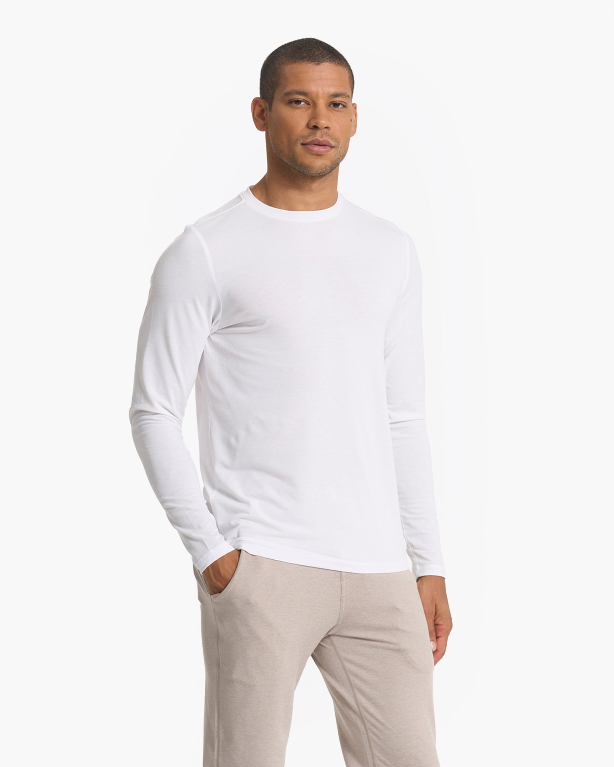 Long-Sleeve Current Tech Tee | White Tech Shirt | Vuori