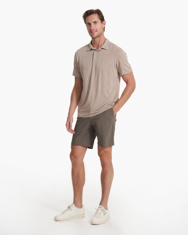 Knit Twill Polo | Men's Camel Heather Golf Polo | Vuori