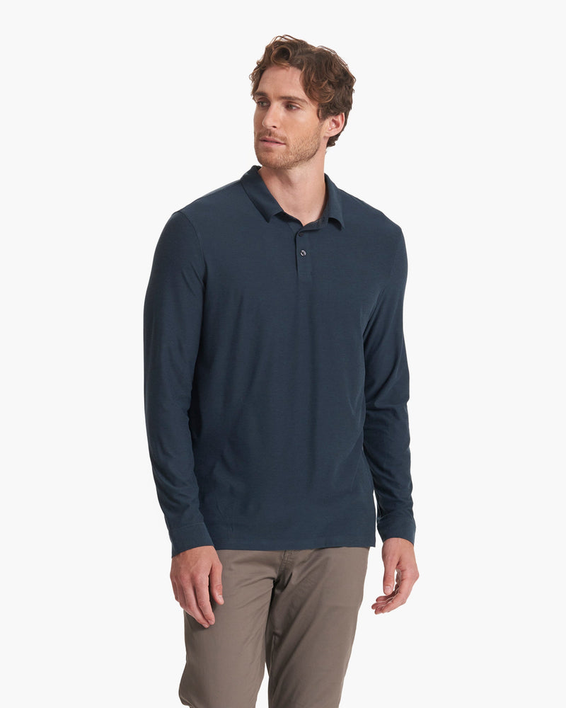 Long Sleeve Strato Tech Polo, Charcoal Heather