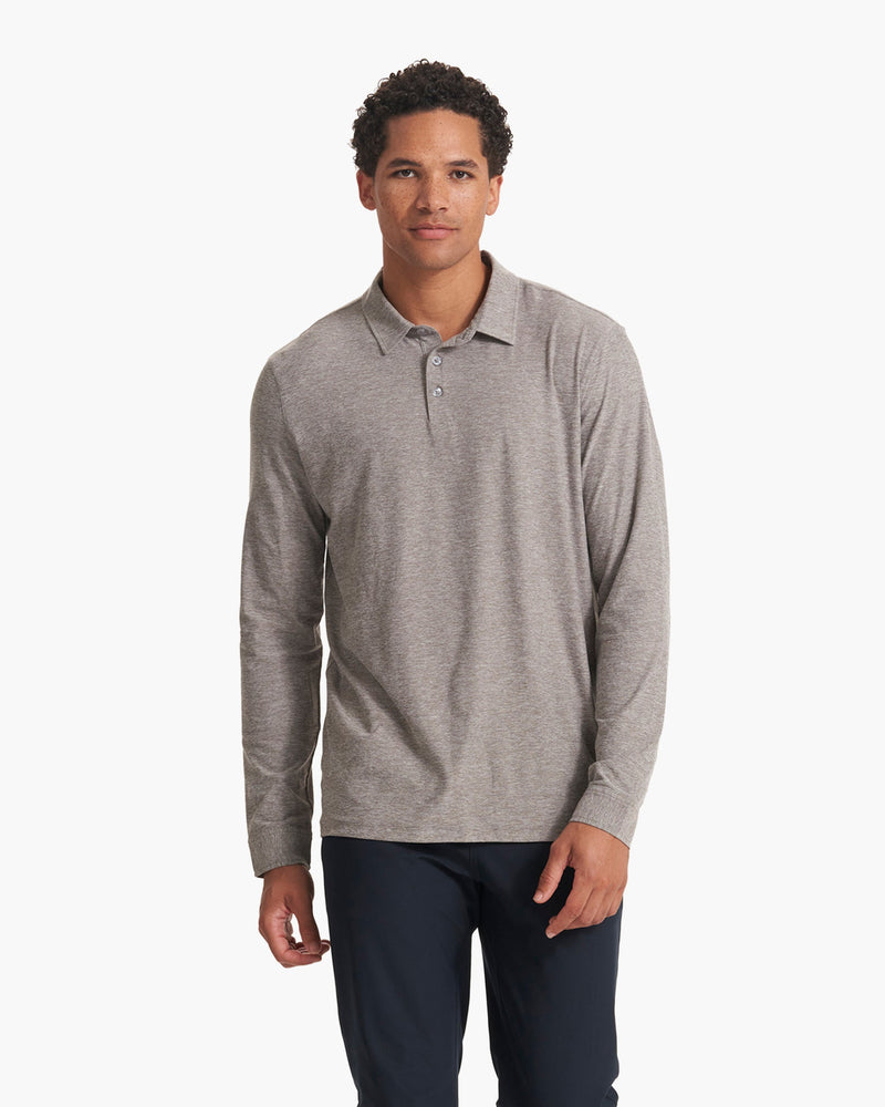 Long Sleeve Strato Tech Polo, Heather Grey