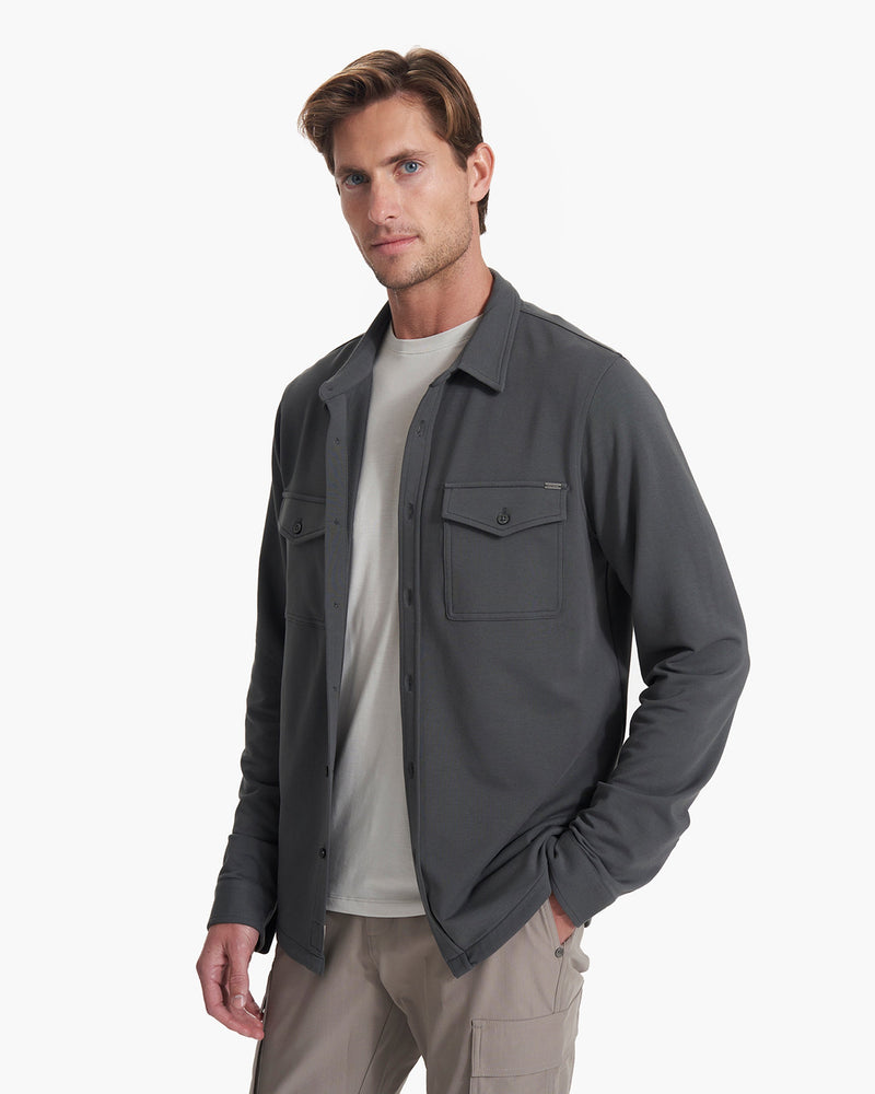 Men's Short Sleeve Twill Shirt Jacket