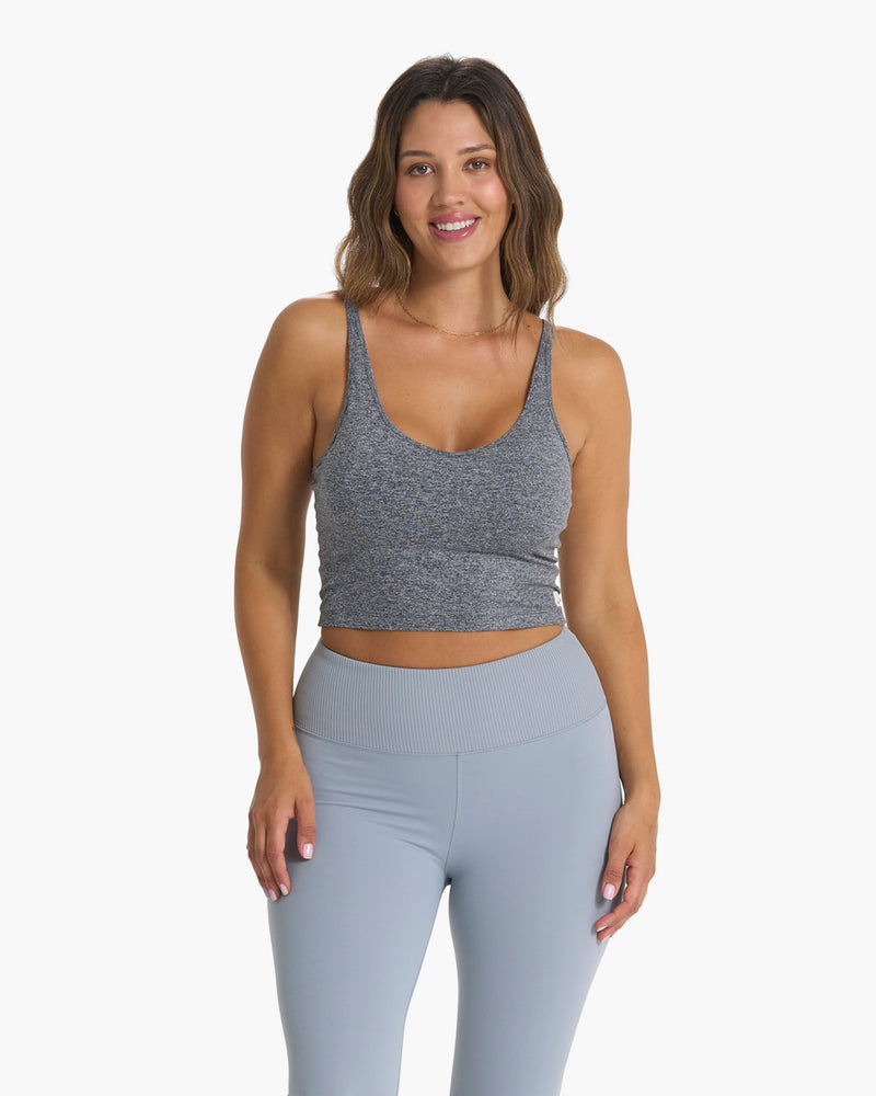 Halo Performance Crop | Heather Grey Tank Top | Vuori