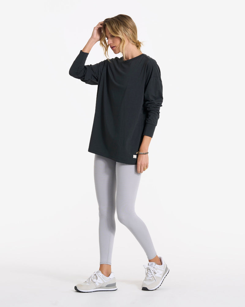 Long-Sleeve Feather Tee, Washed Black