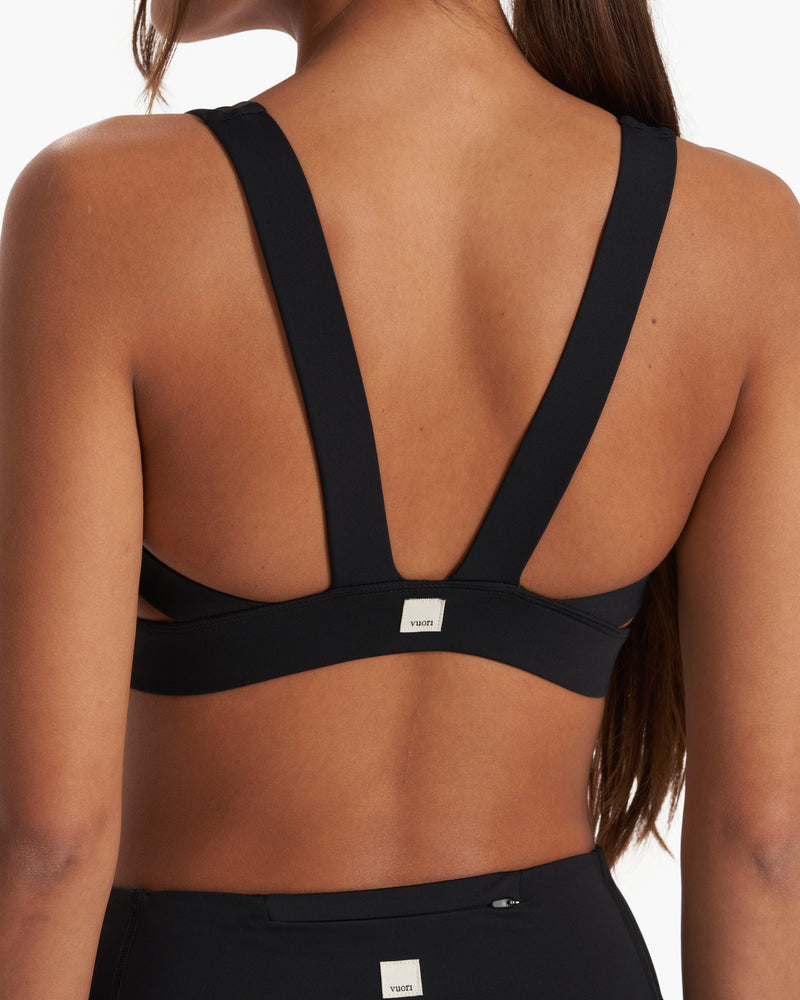 Stride Bra, Black Open-Back Sports Bra