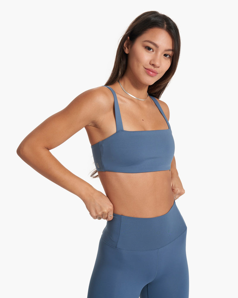 Vuori Women's Medium Mindset Bra Sports Strappy Stone Blue