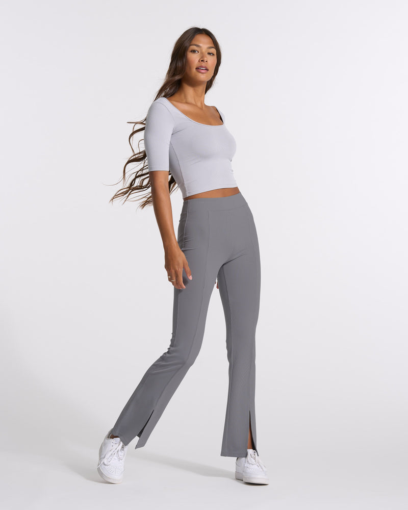 Lux Rib Avant Top, Pale Grey Heather