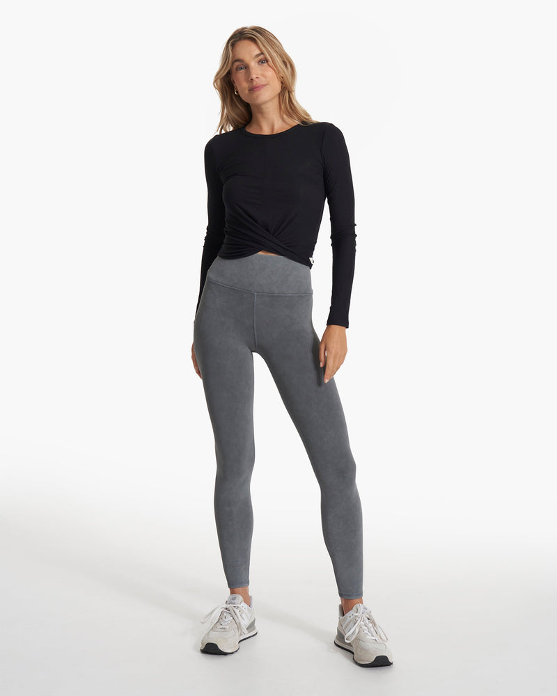 Long-Sleeve Lux Crop Tee, Black Long-Sleeve Crop Top