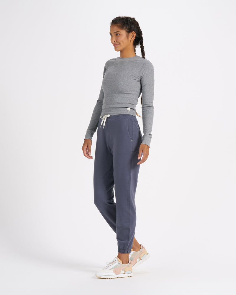 Vuori, Pants & Jumpsuits, Vuori Azure Blue Gray High Rise 78 Length  Stripe Track Leggings