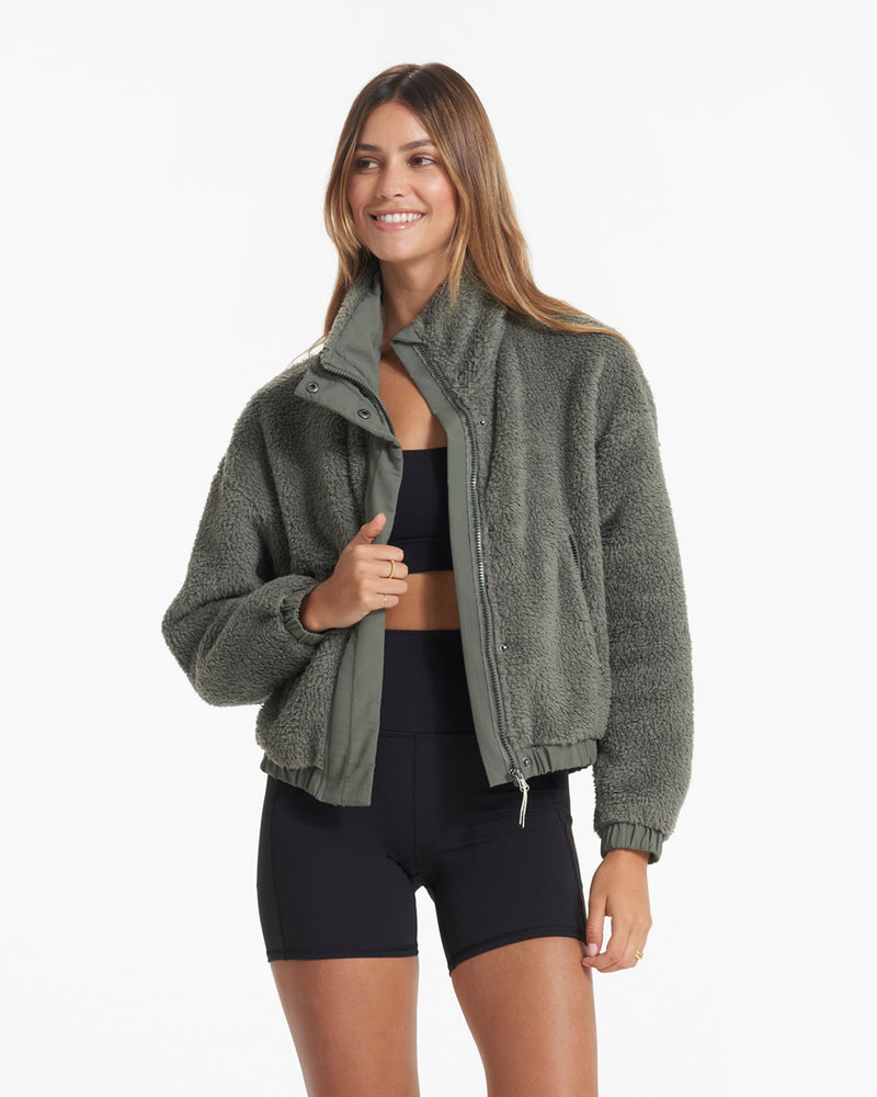 Cozy Sherpa Jacket, Green Sherpa Jacket