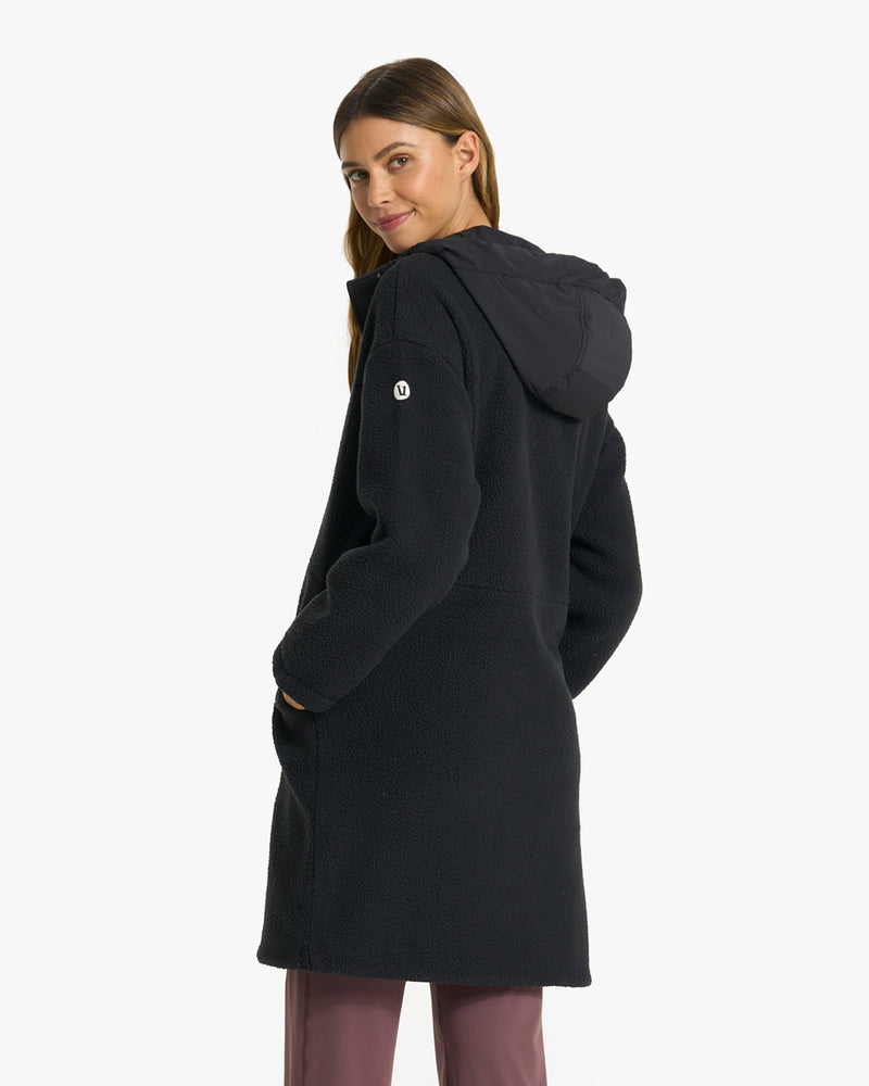 Sherpa Hooded Trench | Black Sherpa Trench Coat | Vuori