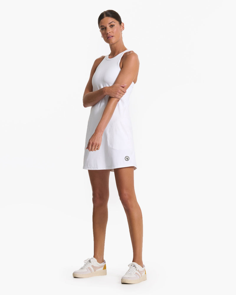 Volley Dress, White Tennis Dress with Shorts