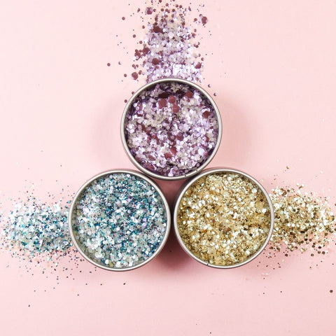 A selection of Eco Stardust glitters from the Euphoria Collection