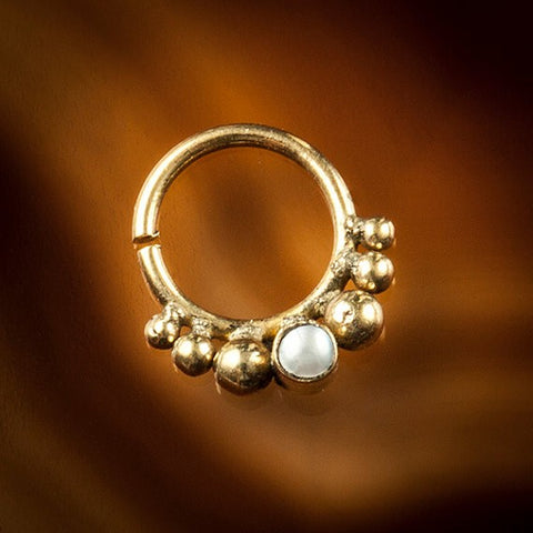 Eka Pearl Brass Septum Ring for Pierced Nose - 1mm