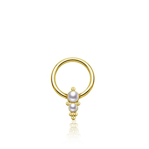 Gold Plated Stainless Steel Multi Piercing Septum Ring - Double Mother of Pearl