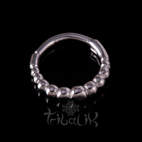 Stainless Steel Silver Plated Seamless Clicker - Dotted ring