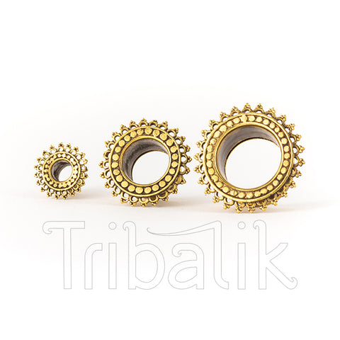 DESERT QUEEN ORNATE BRASS EAR TUNNELS - PLUGS - EYELETS