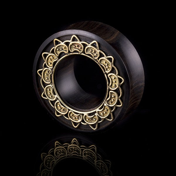 Solar Organic Ebony Wood and Brass Ear Tunnel/ Eyelet