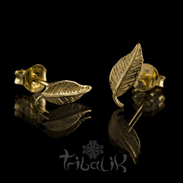 Gold Plated Leaf Stud Earrings