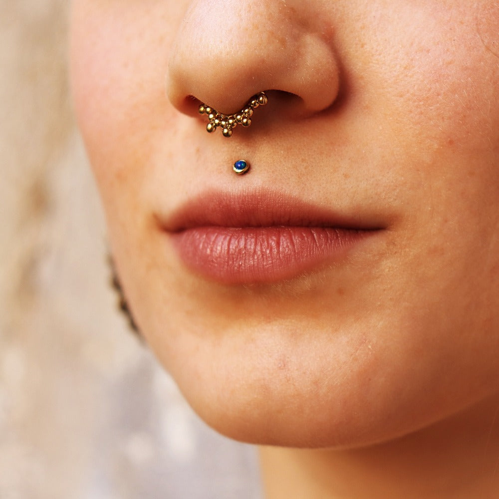 Fake Cheater septum ring for non-pierced nose Tribal brass | Tribalik