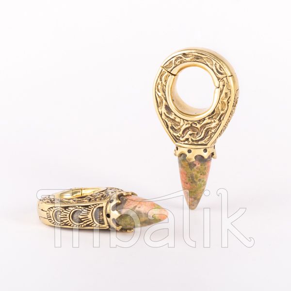 Brass and Stone Ear Weights