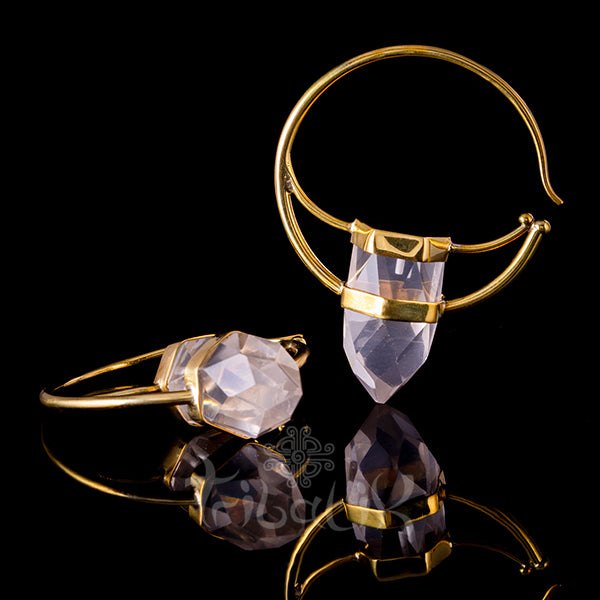 gold crystal ear weights