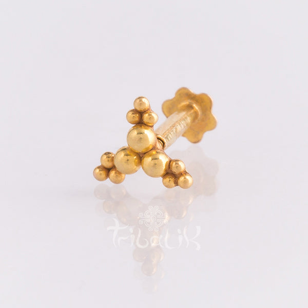 dot detail threaded pin body jewellery 14k gold Tribalik