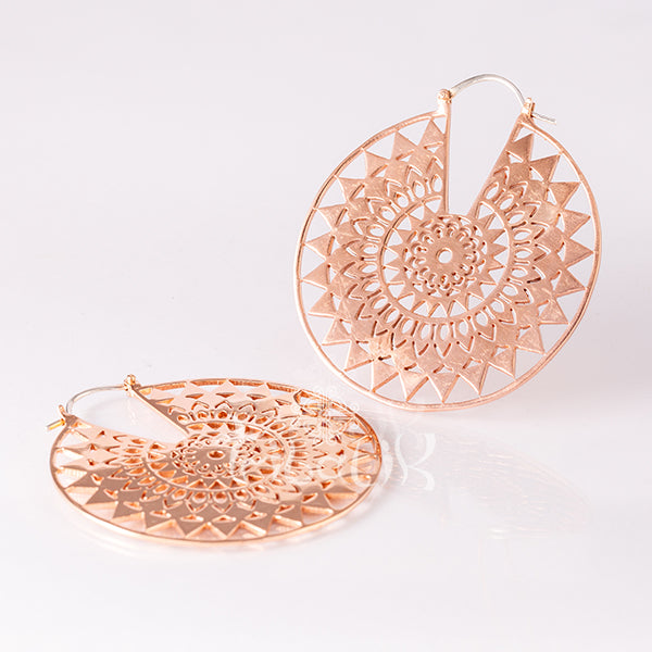 Rose Gold Mandala Hoop Earrings- Endless Summer