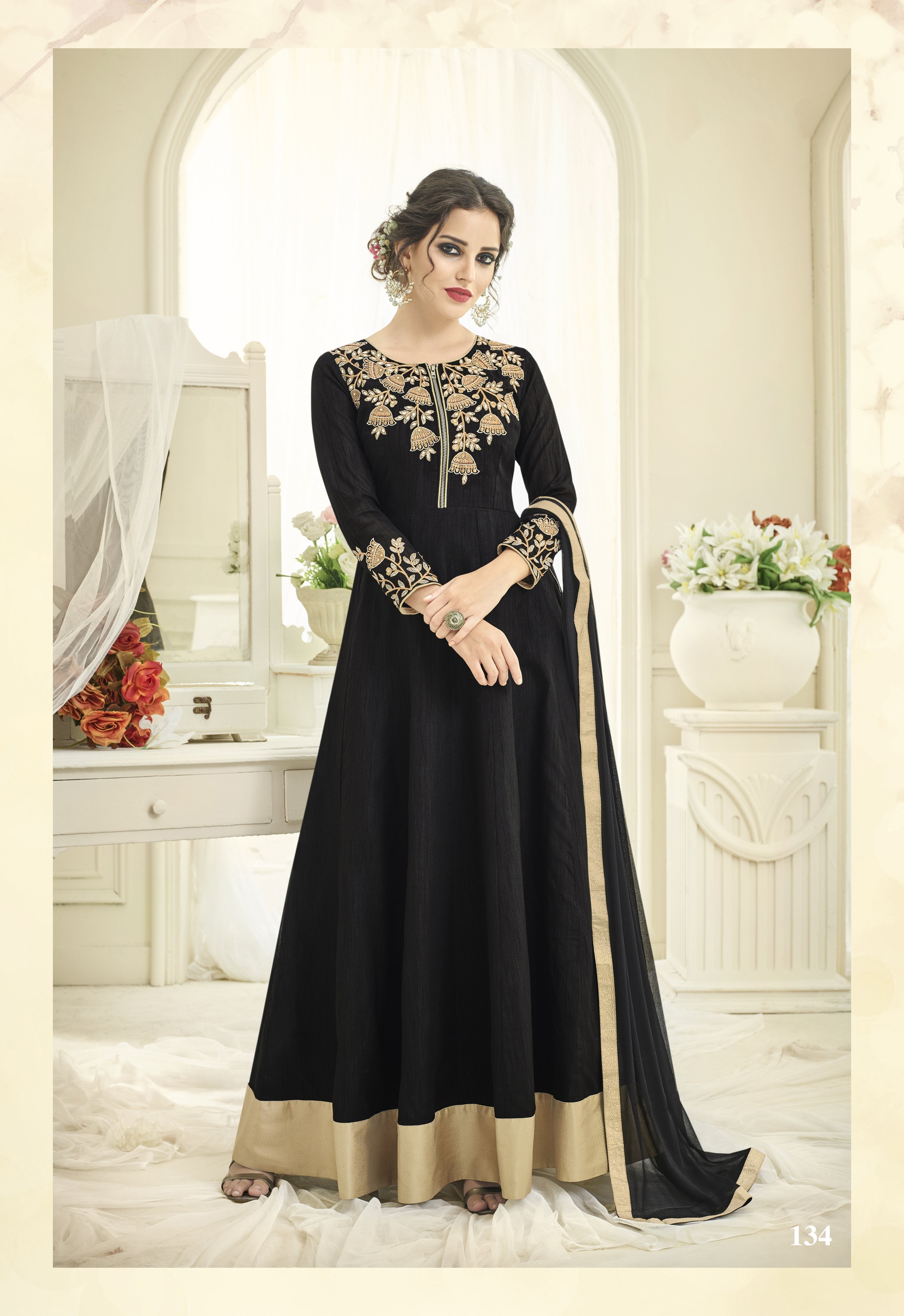 black designer anarkali