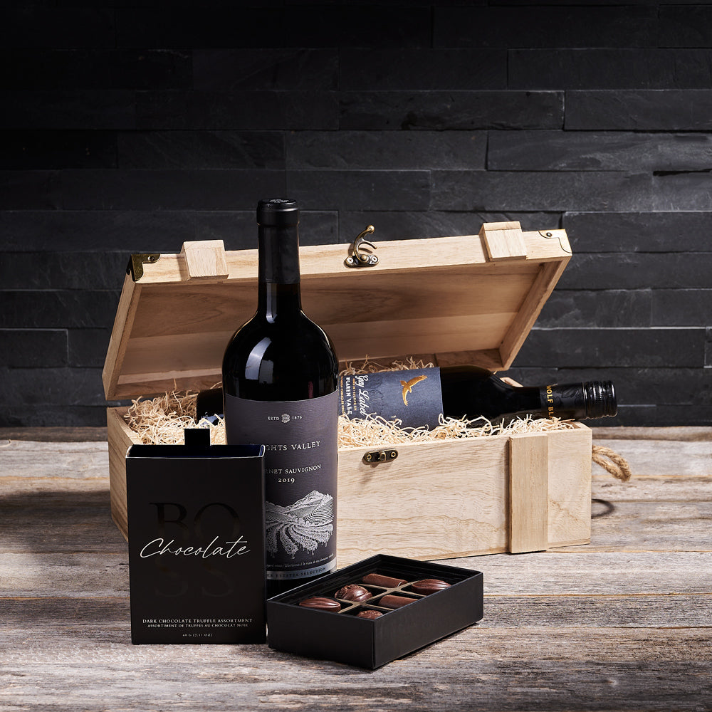 The Wine & Chocolate BroCrate Duo Wine gift baskets – USA delivery - BroCrates