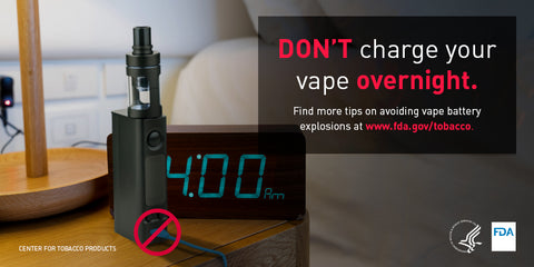 Do not charge vaporizer batteries overnight