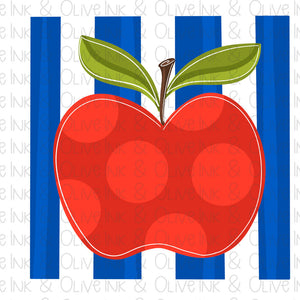 Apple with Blue Stripe Background School
