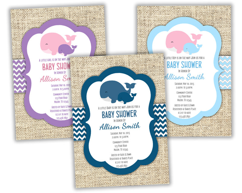 whale baby shower invitations