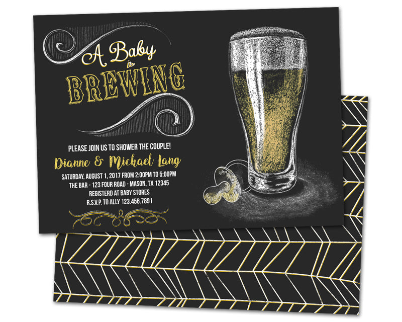 baby is brewing baby shower invitations beer