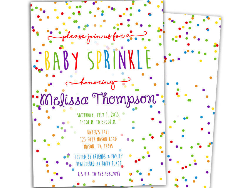 rainbow confetti baby sprinkle shower invitation