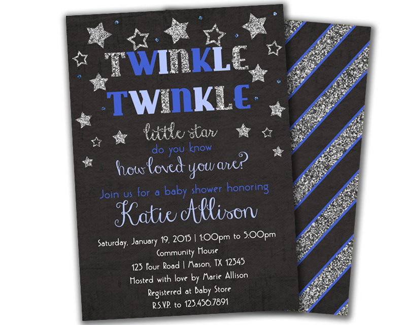 twinkle twinkle little star invitations boy