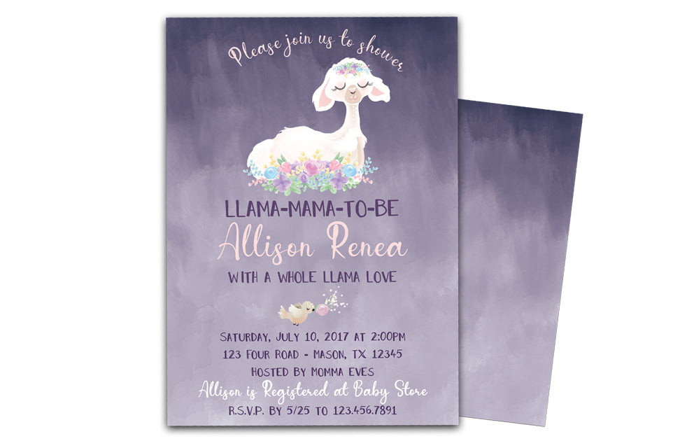 baby shower invitations llama