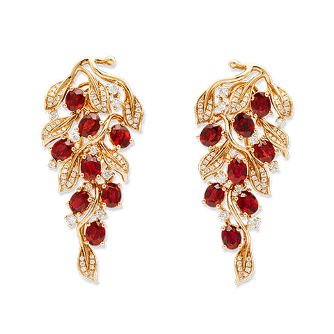 18K gold ruby earrings from Lao Feng Xiang Jewelry