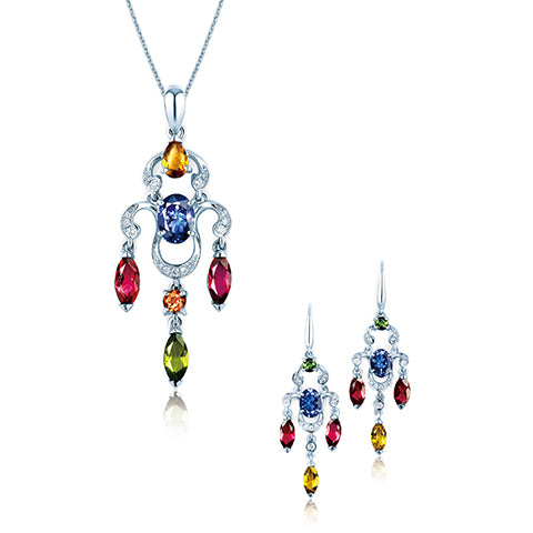18K gold chandelier tourmaline set from Lao Feng Xiang Jewelry 