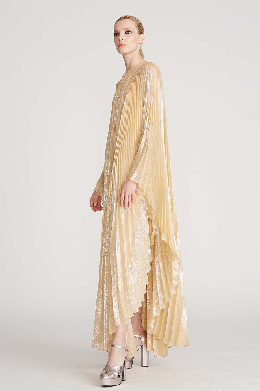 Halston x Netflix - Liza Pleated Lurex Caftan