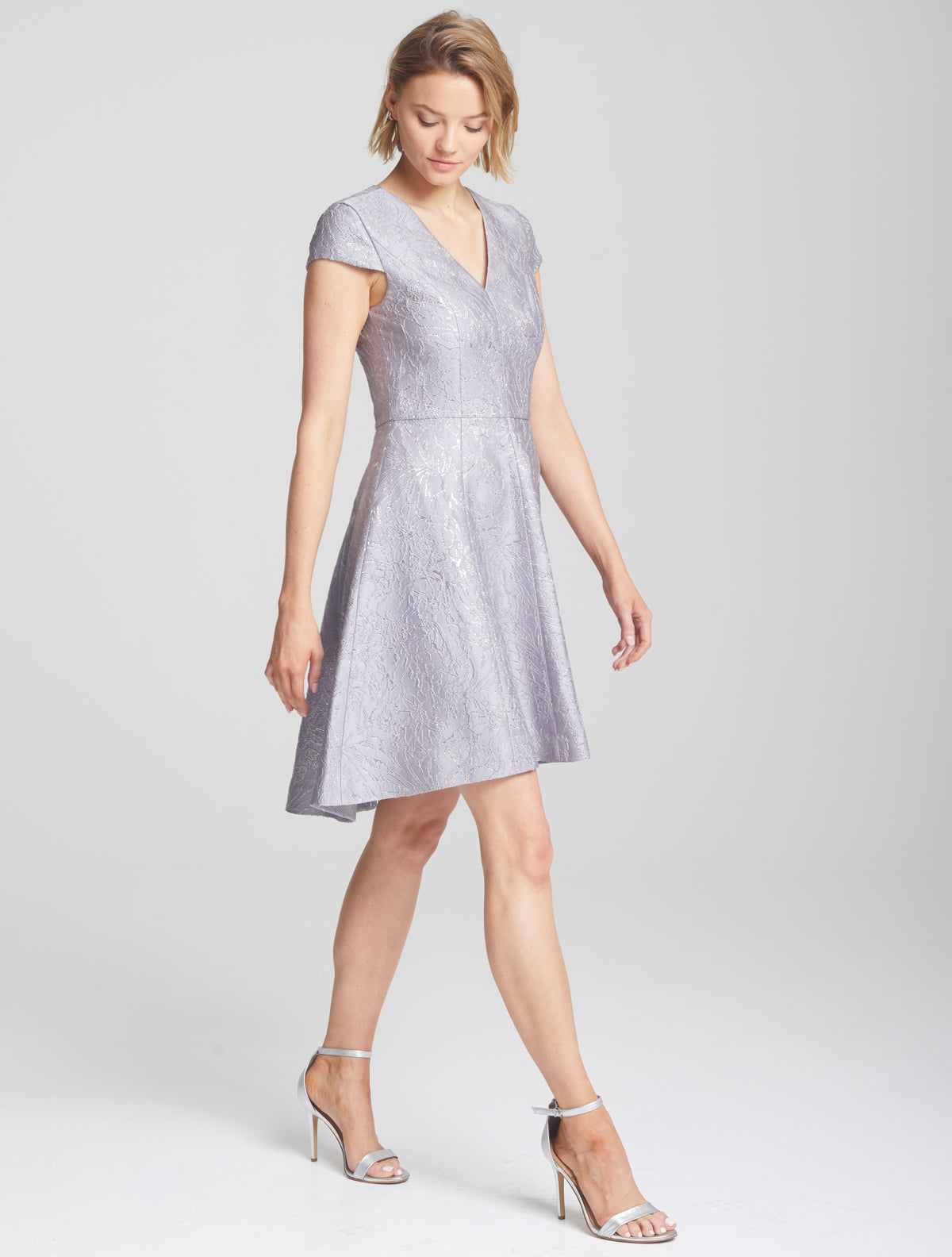 halston silver dress