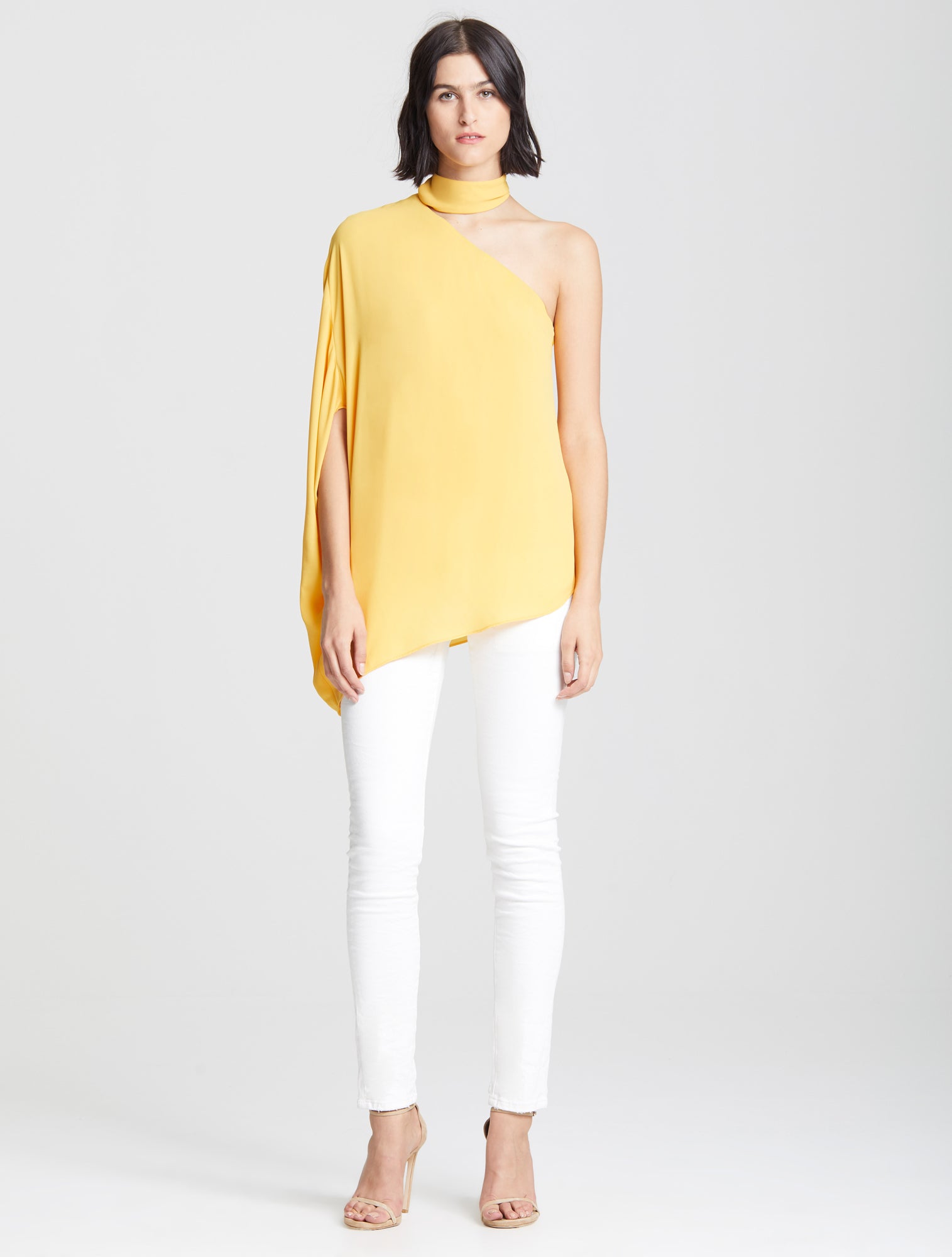 yellow one shoulder top