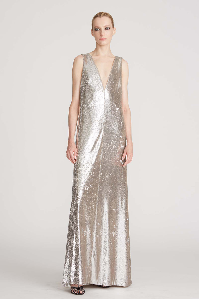 Halston x Netflix - Bianca V-Neck Sequins Gown